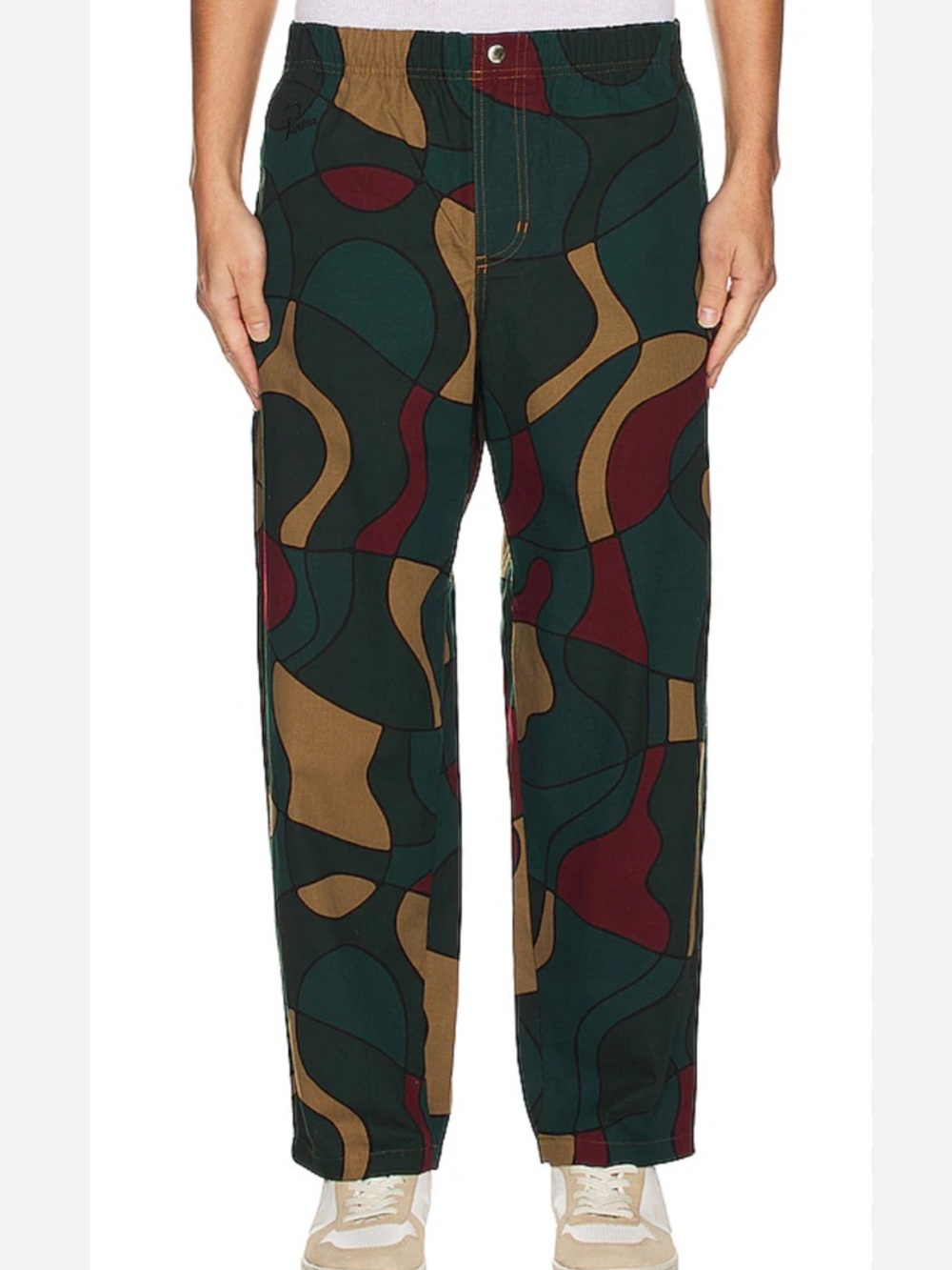 By Parra Amsterdam Trees in wind relaxed pants camo green red NWT